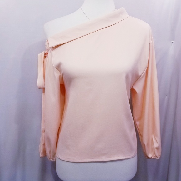 Off Shoulder Blouse Bowknot Pretty Peachy Pink - Picture 5 of 8